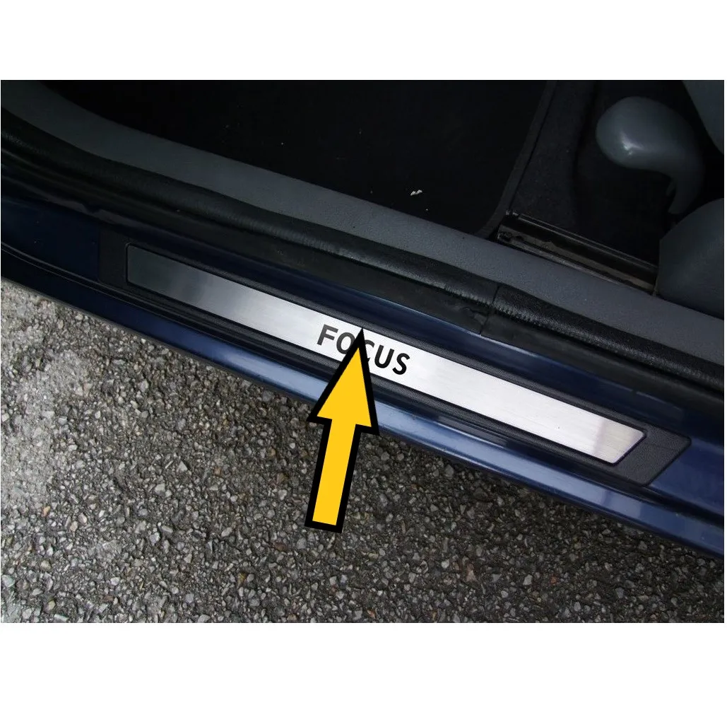 For Ford Focus 2014 2019 Car Door Side Sill Plate Kits Scuff Chrome Cover Stainless Steel Trim Frame 4 Pcs