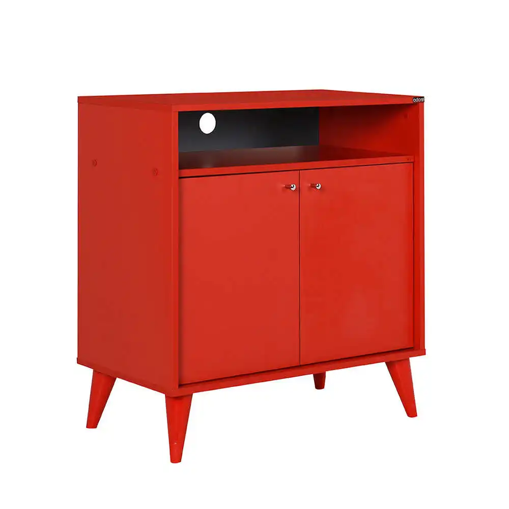 Red Wooden Wardrobe Bookshelf Organizer Hanger Wardrobe Storage Stylish Modern TV Unit Dresser For Kids Furniture