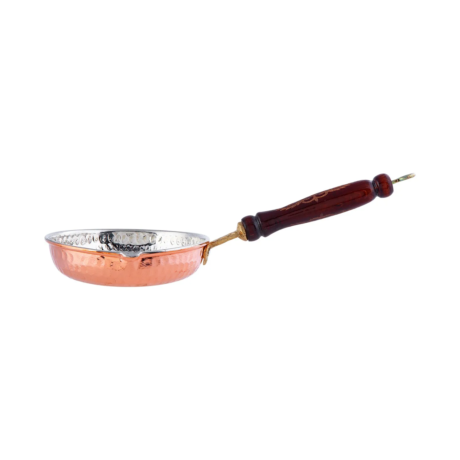 Copper 12 cm Sosluk Sahan Pan Copper Skillet Traditional English Egg Omelette Frying Cooking Cook Fryer Pot with Brass Handles