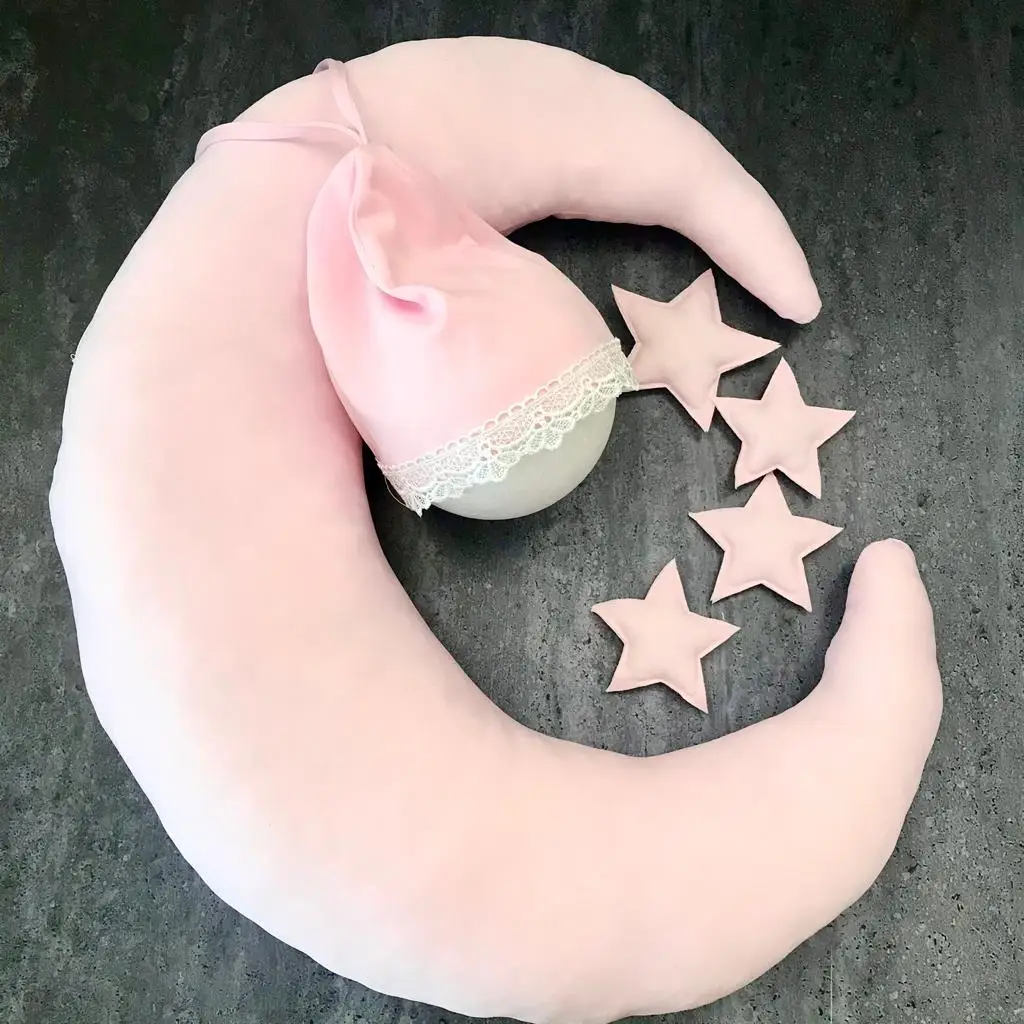 Newborn Photography Props Baby Girl Boy Moon Pillow Star Photo Shooting Accessories Hat Posing Beans Infants Bebe Costume