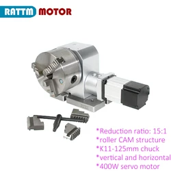 High precision CNC 4th Axis Dividing head A axis Rotary axis For Metal roller cam reducer 15:1 for bench drills & 125mm chuck