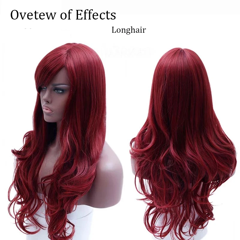 XUANGUANG Synthetic Ladies Red Long Hair Natural Wave High Temperature Silk Cosplay Everyday Wear