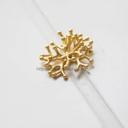 DIY Supply-One Piece Premium Matte Plated Brass Finding Pendant - Coral 25.7x25x10.6mm (3158C)