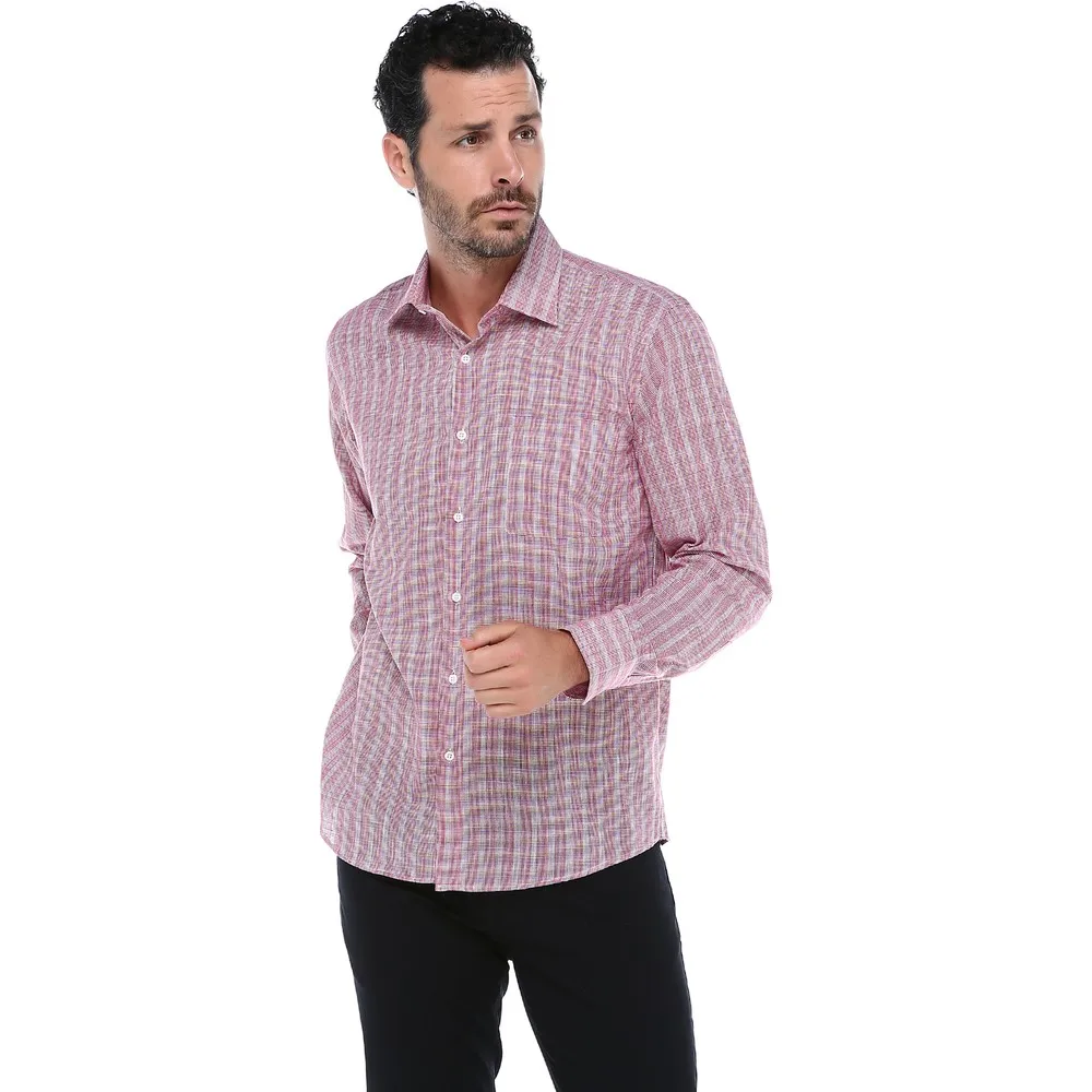 Men's shirt 100% cotton shirts for men Long Sleeve Red Linen Shirt Plaid man shirts casual men shirt Regular Shirts 2021 Turkey