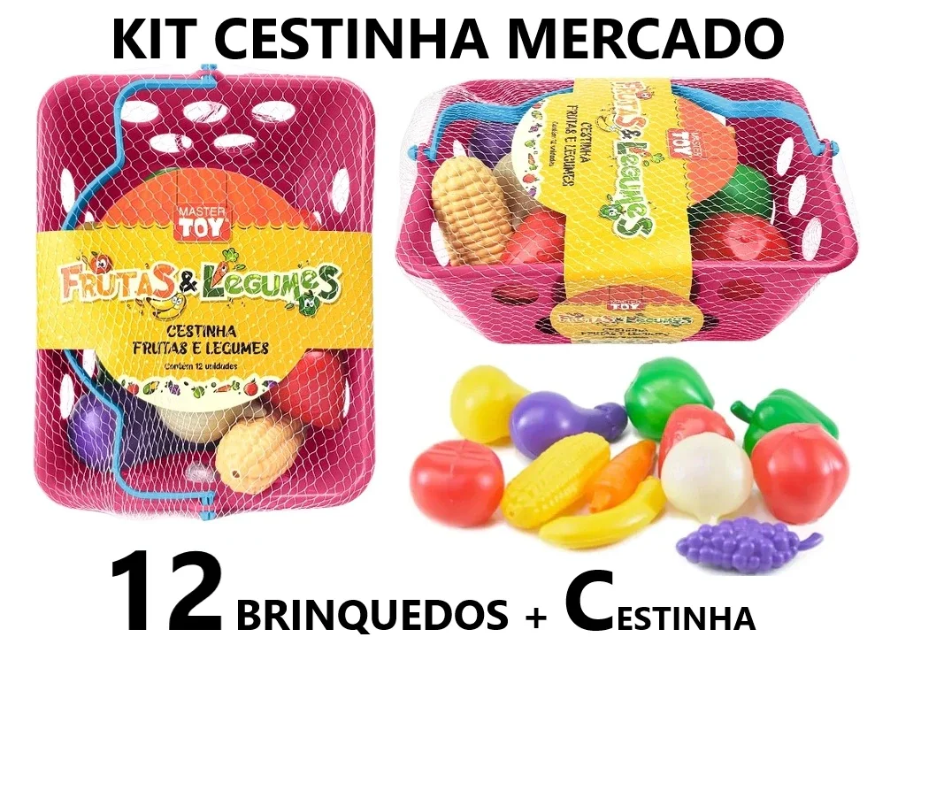 Toymaster Kit Cestinha Market Vegetables Fruit Educational Toy Feirinha Make Of Account 13 Pieces Educational Toy Children