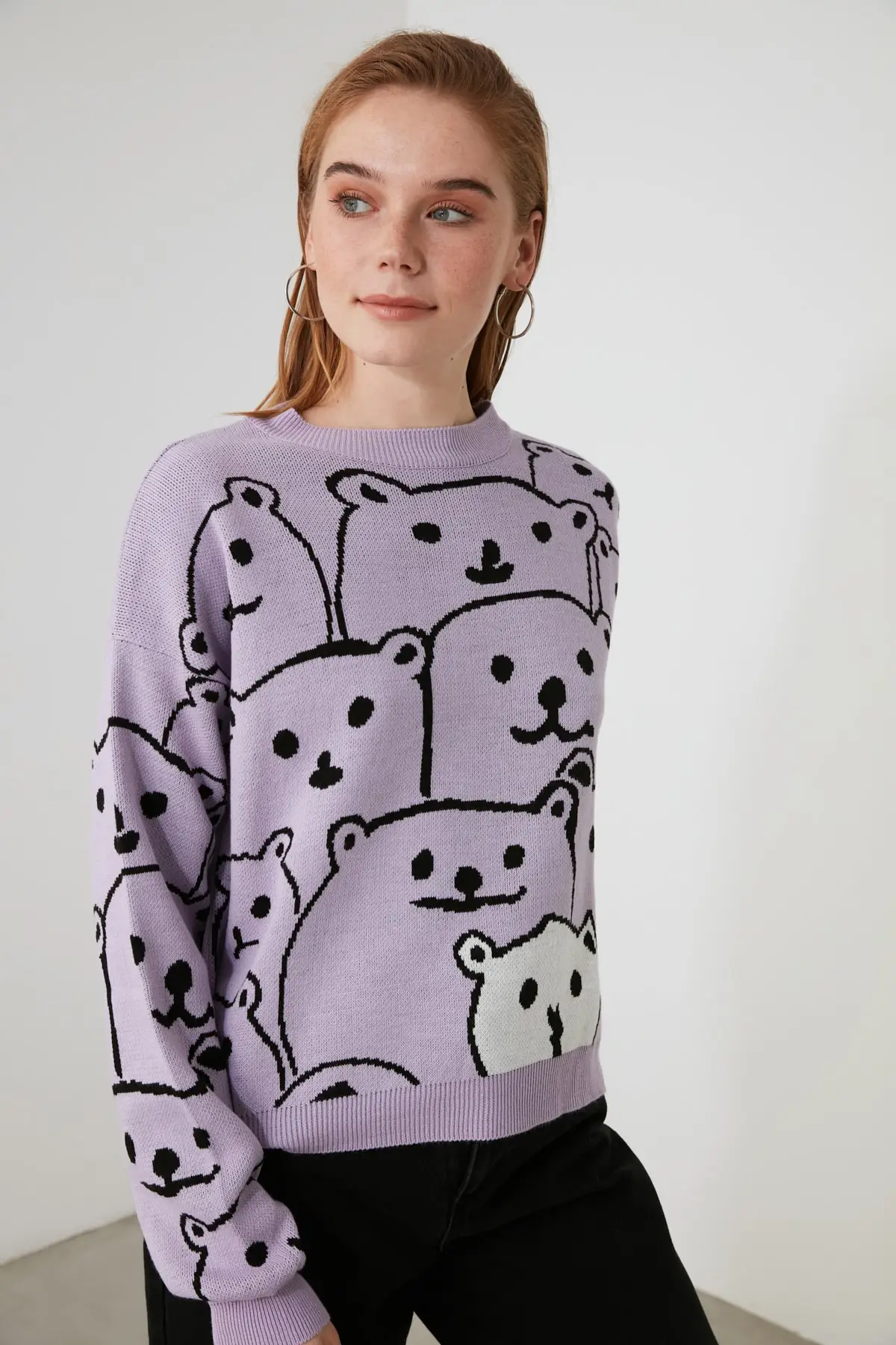 Lila Jacquard Bears Patterned Knitwear Sweater