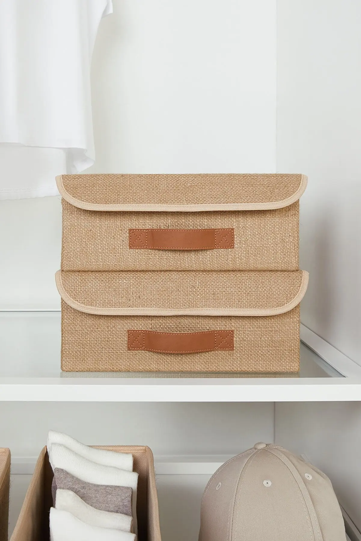 Box Drawer Cabinet Organizer With Jute Cover Home Office Decoration Storage organizer Box Office Home Storage organizer