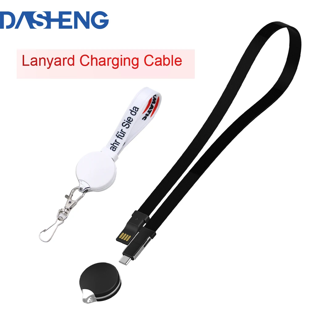 

3 in 1 Mobile Phone Case Lanyard Data Charging Cable Hanging Neck Rope Suitable For Iphone Android Type C USB Micro Cord