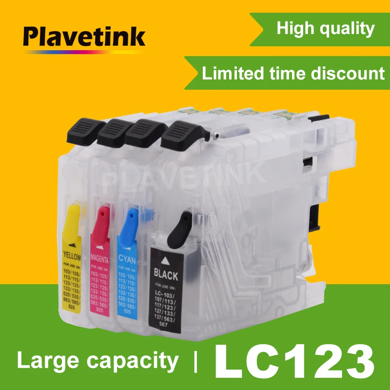 Plavetink Refill Ink Cartridges LC123 LC121 LC125 LC127 LC129 For Brother LC123 XL DCP-J4110DW J132W J152W  J552DW J752 Printer