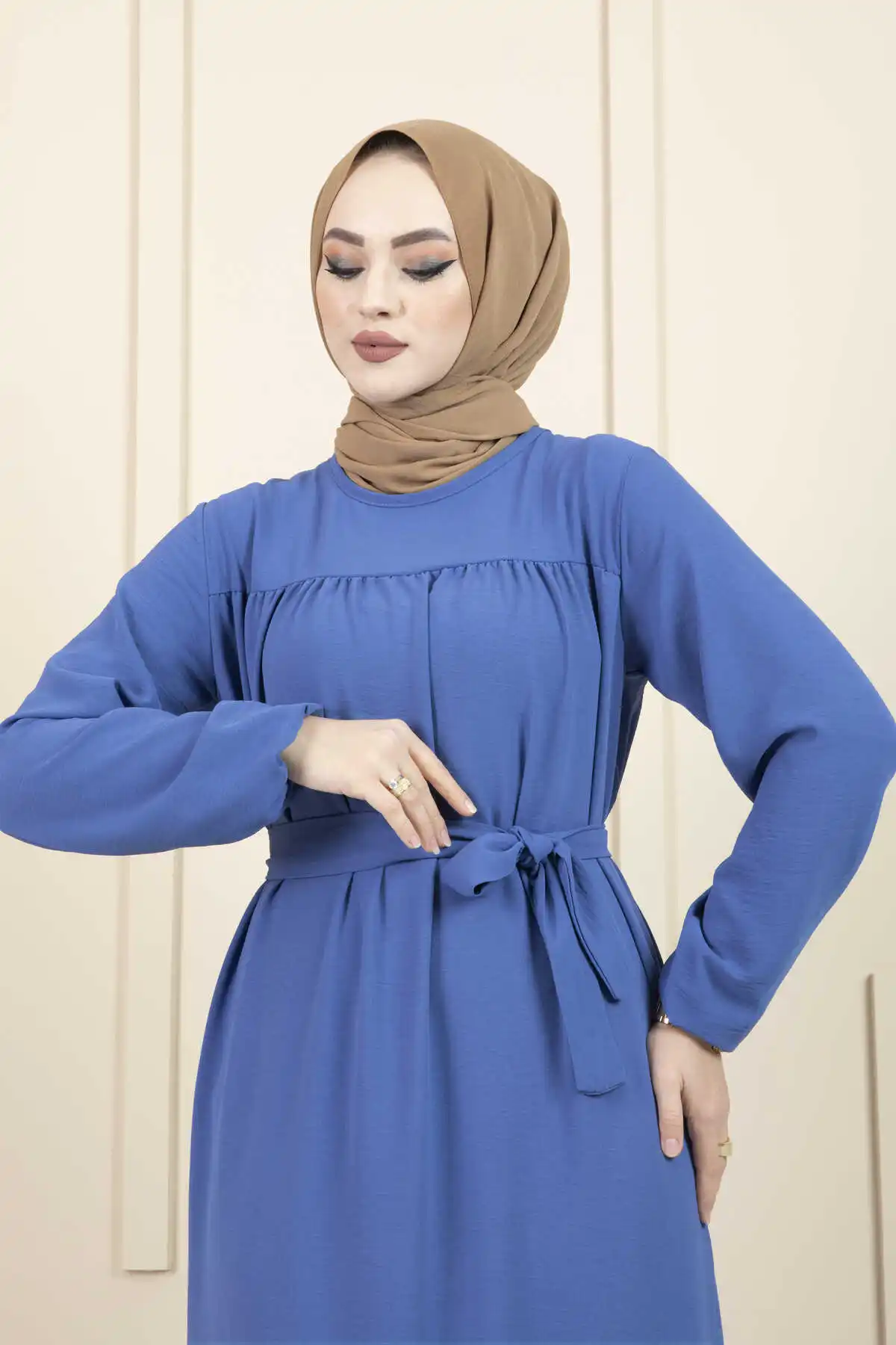 Women Waist Belted Veiling Dress Ramadan Turkey Muslim Prayer Hijab Long Abaya İslamic Clothing Full Cover Traditional Hot Sale