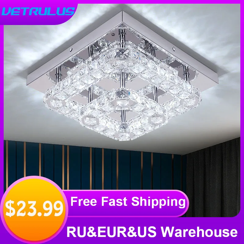 Modern Indoor K9 Crystal Led Chandelier Light Bedroom Corrido Ceiling Lamp Living Dining Room Hotel Decor Pendant Fixture Lumina