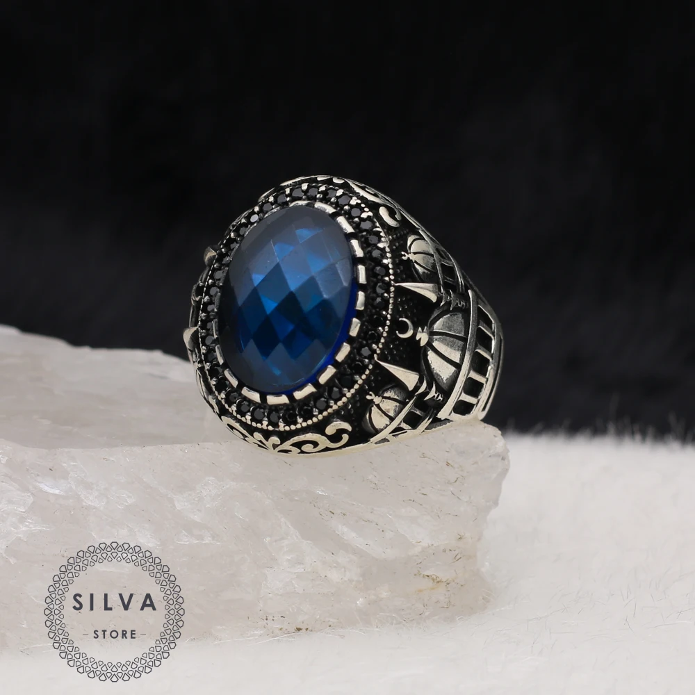 Silva 925 Sterling Silver Ring for Men Zircon Stone S925 silver fashion Jewelry Gift Mens Rings All sizes