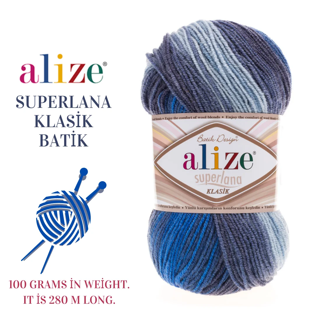 Alize Superlana Classic Batik Knitting Yarn Crochet Acrylic Soft Yarn Multicolour Thread DIY Baby Knitwear Scarf Blanket Shawl S