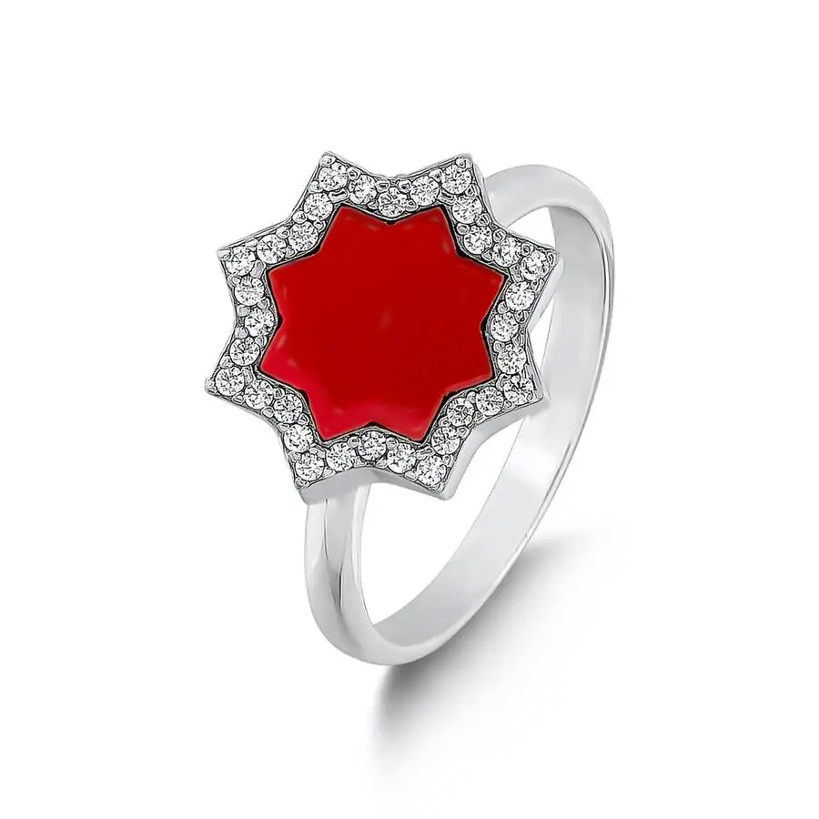 

Star Model Women Ring Silver Red Stone Women Ring, 925 Sterling Silver Women Turkish Jewelry Wedding Engagement Valentine Ring