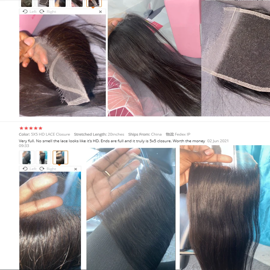 Wow Angel 7X7 6X6 5X5 HD Lace Closure Frontal Echthaar Glattes Haar Hautnahe Vorgezupfte HD Lace Closure Nur Echthaar – Detail 3