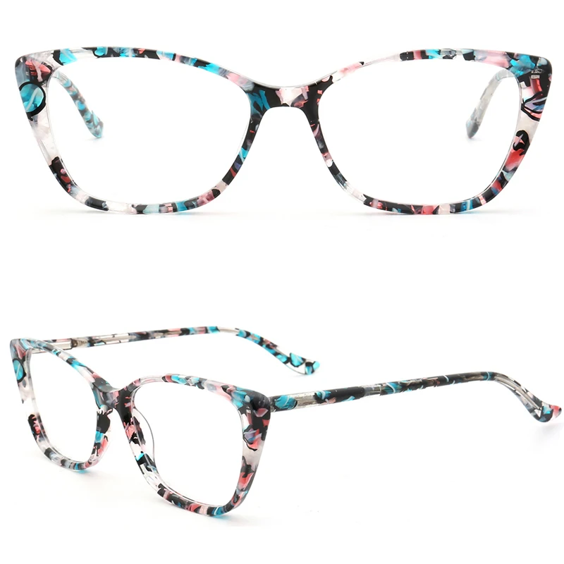 

Women Tortoise Shell Cat Eye Eyeglass Frame for Women Optical Glasses Frames Vintage Floral Retro Prescription Myopia Spectacles