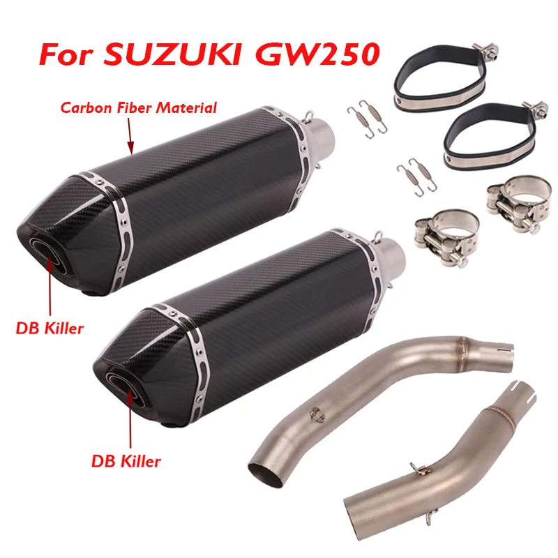 GW250 Motorcycle Exhaust Muffler Silencer Escape Tip Middle Mid Link Connector Tube for Suzuki GW250 