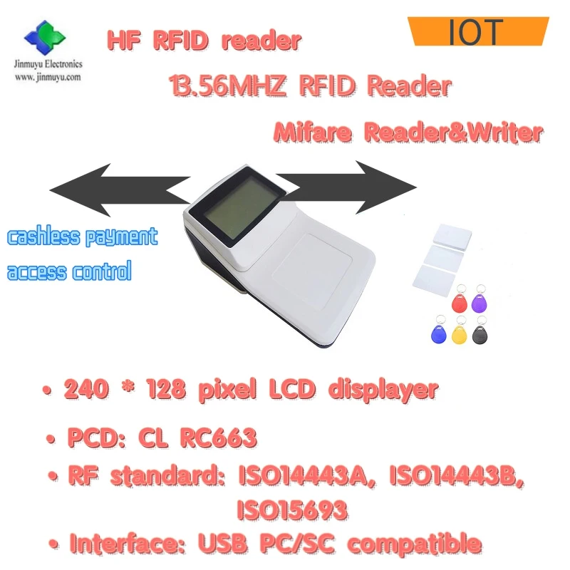 13.56 MHZ  EMV L1 and EMV  L2  certification reader with USB PC/SC interface  CL RC663 chip 13.56 MHZ RFID frequency Dito reader