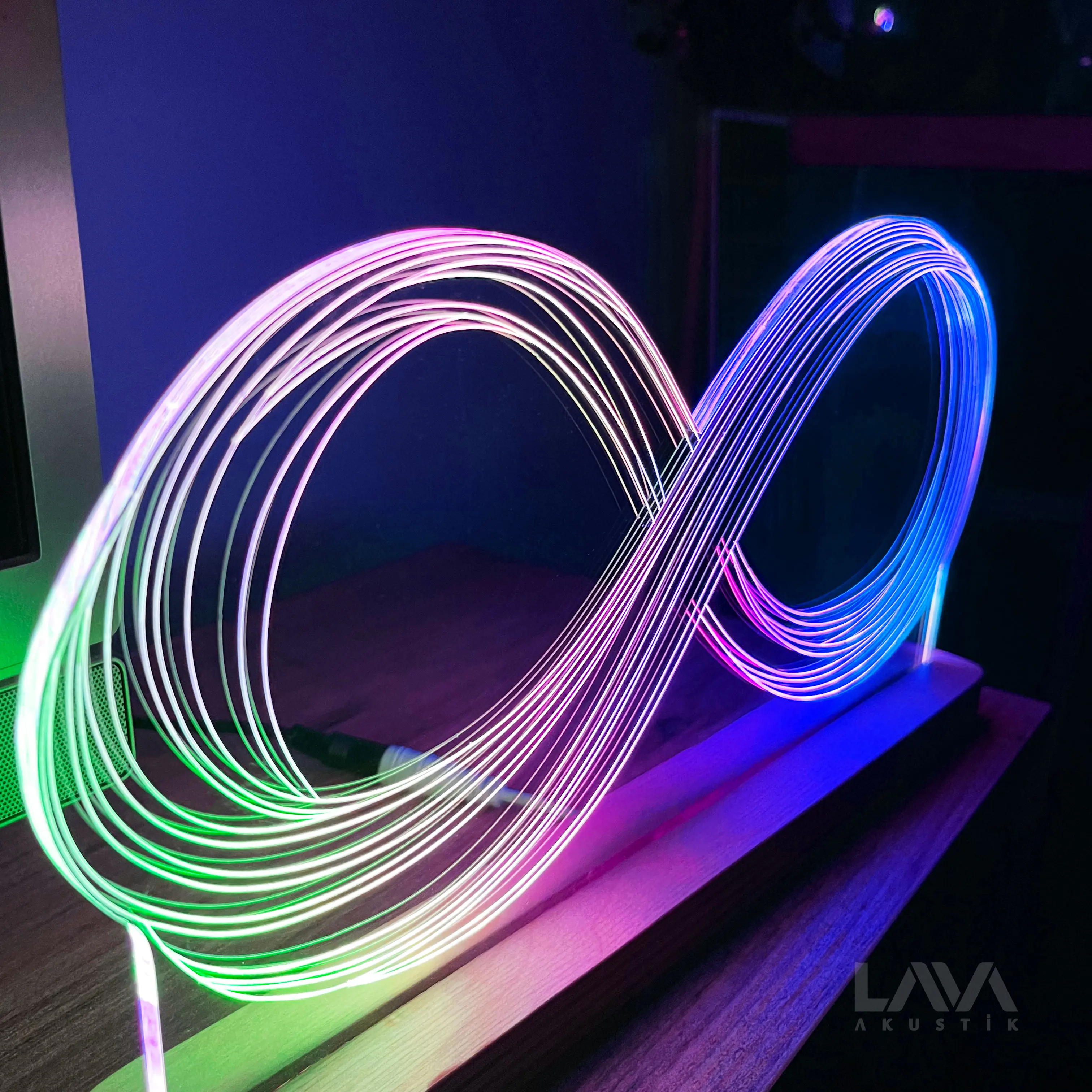 Infinity Loop Infinity Forever Sign RGB LED Light USB Lámpara remota a todo Color de animación Color noche efecto arcoíris