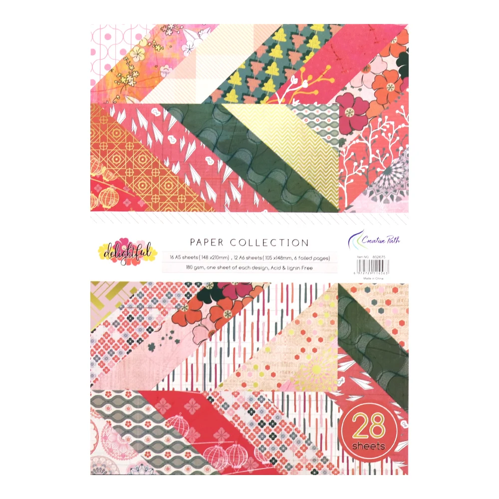 Creative Path A5 & A6 Scrapbooking Pattern Craft Designer Decorative Papers One Side Designs Background Origami Pack Acid Free