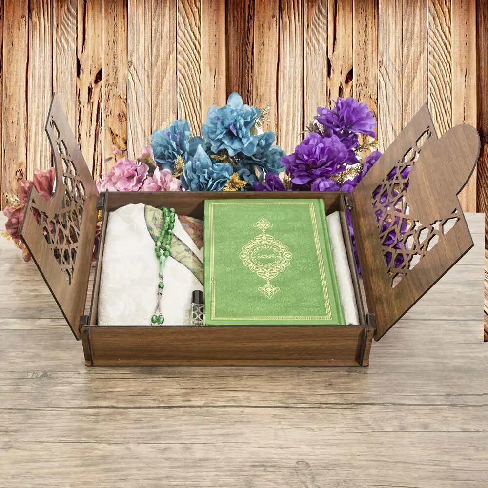 Luxury Muslim Gift Set Prayer Rug Holy Quran Tasseled Rosary Skull Fragrance Essence Personalized Wooden Box Bookcase Wholesale Shopping Islamic Items Ramadan 2023 Worship Societies Excellent Quality Mevlüt Groups