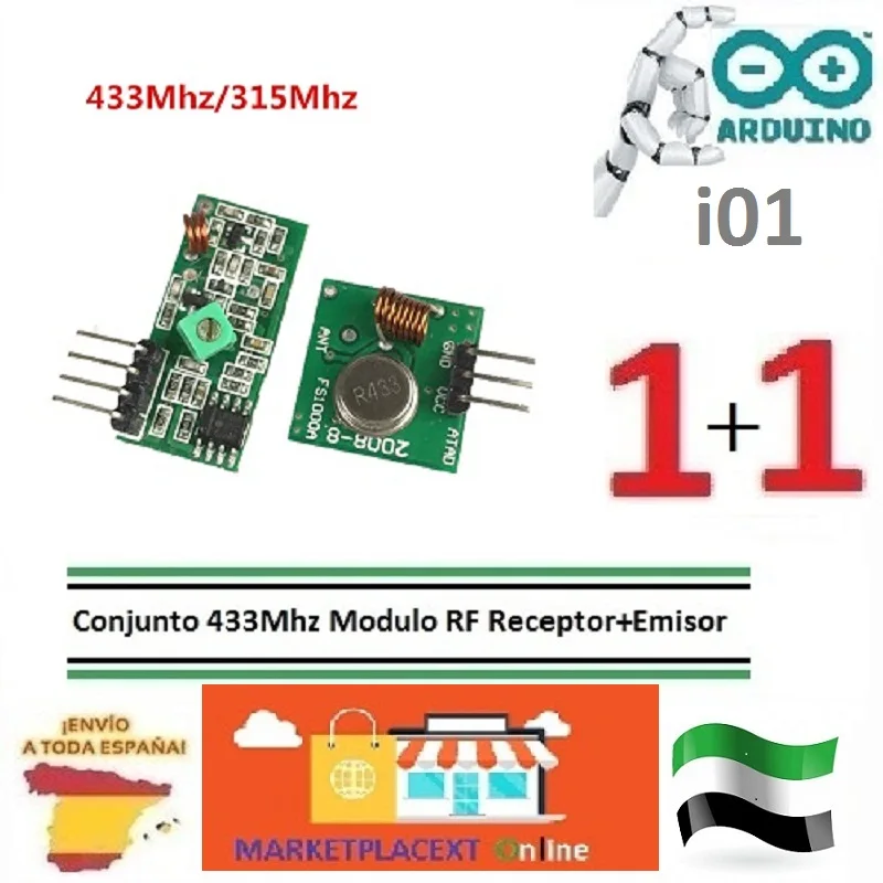 433Mhz RF transmitter & receiver module Link Kit for ARM/MCU WL DIY, 315MHZ/433MHZ, wireless for arduino Diy MARKETPLACEXT i01