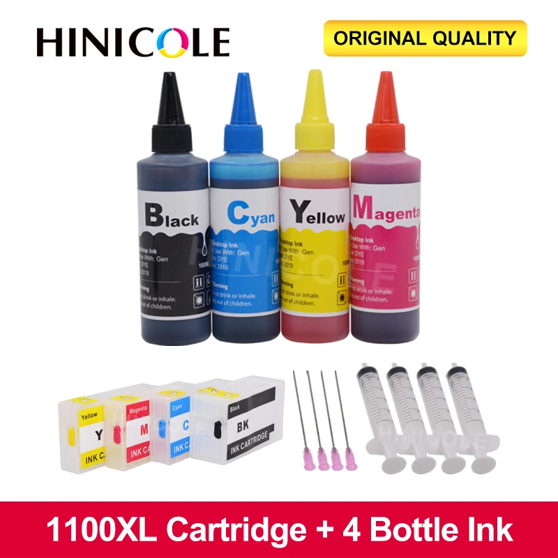 HINICOLE PGI1100 PGI-1100 refillable ink cartridge for Canon MAXIFY MB2010 MB2110 MB2710 with 4 Color printer ink pgi1100XL