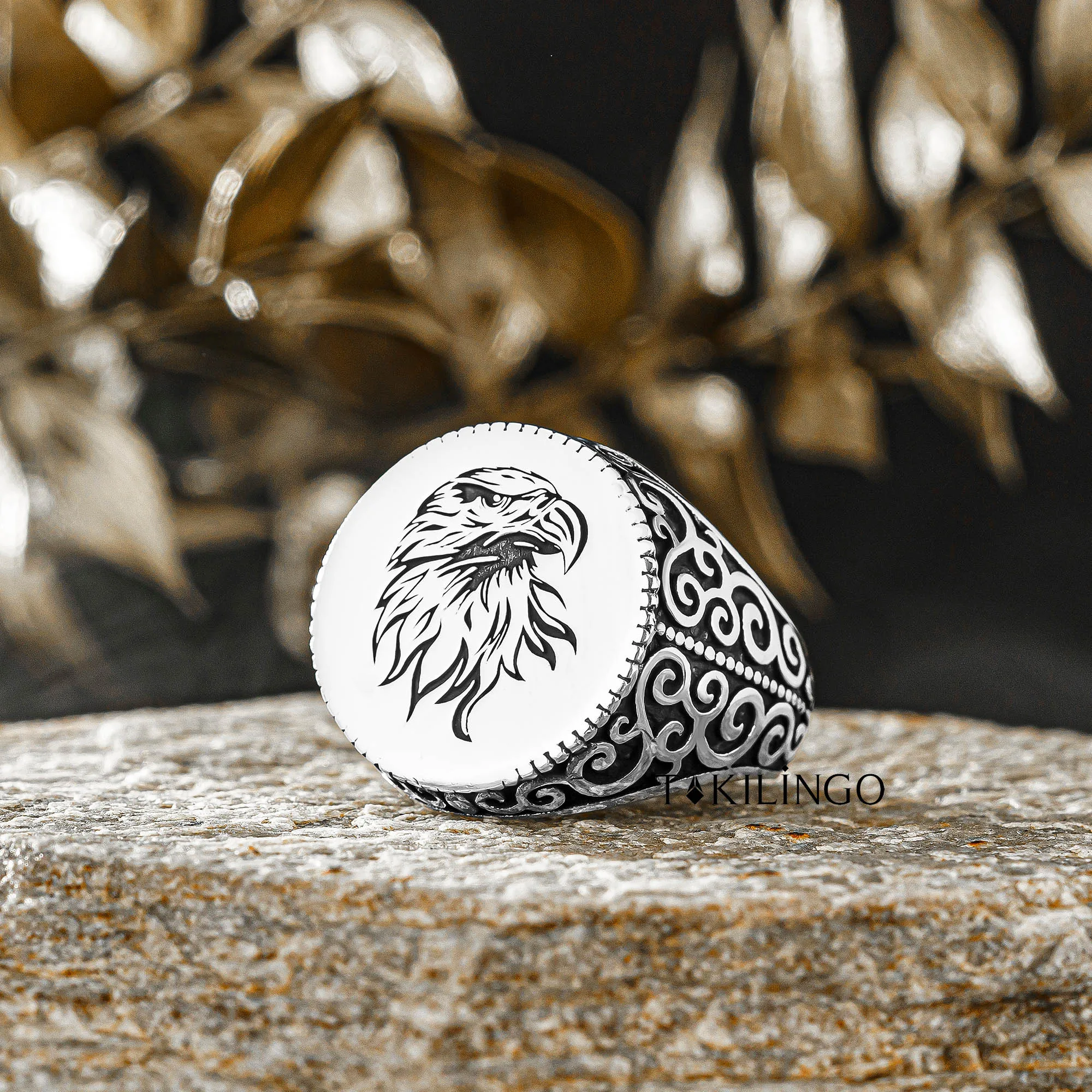 

Elegant Design Solid 925 Sterling Silver Round Eagle Head Men's Ring Animal Gift High Quality Handmade Jewelry Gift For Him