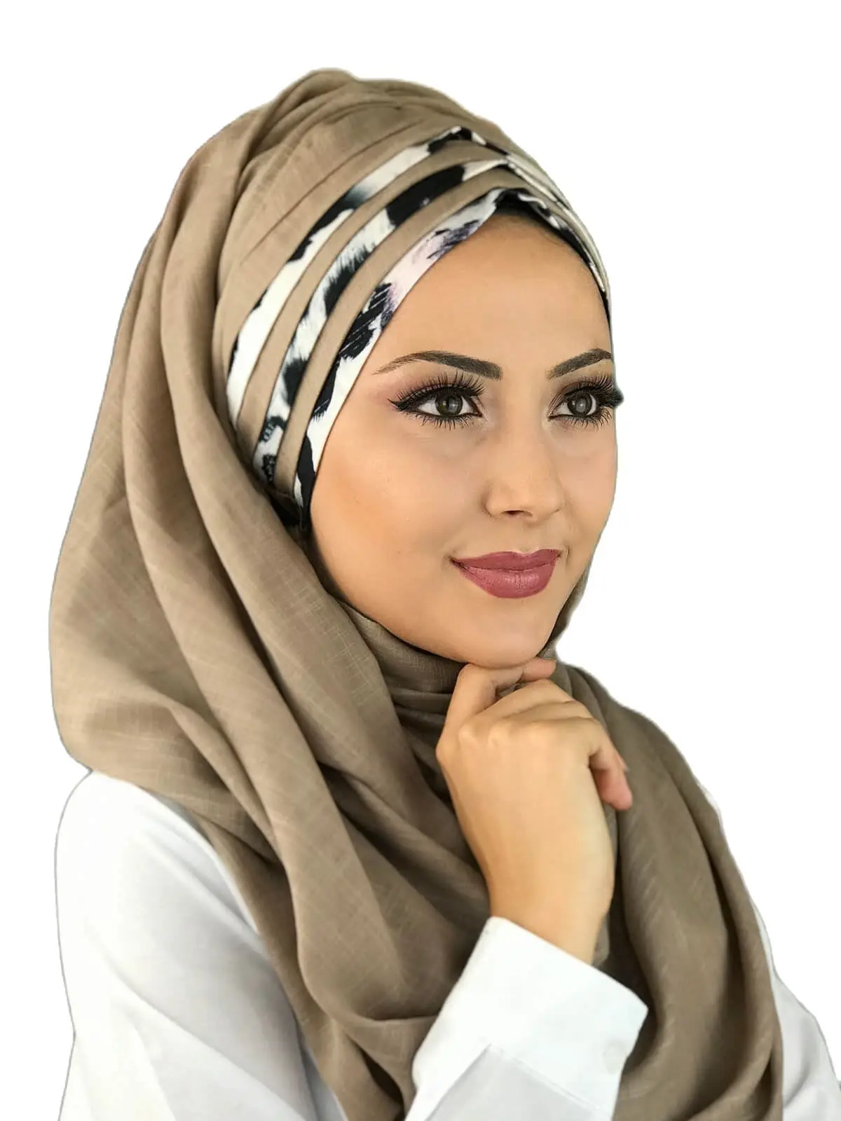 Nuova moda Hijab donna Hijab musulmano 2021 sciarpa Hijab islamica fazzoletto da caffè al latte scialle istantaneo e scialle pratico