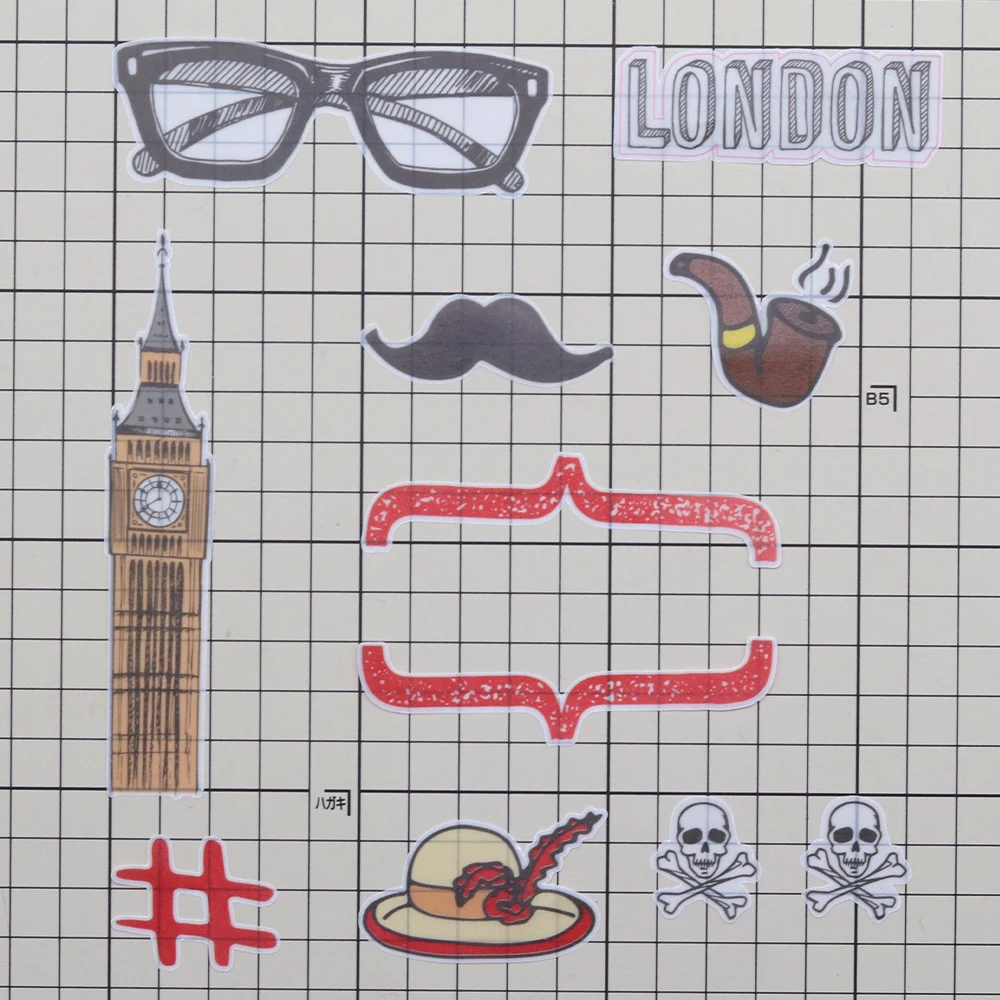 Creative Path 33 Stück Punk London Flaggen Pergamentpapier Stanzmotive Ephemera Verzierungen Vintage Scrapbooking Stanzmotive für Journaling – Detail 5