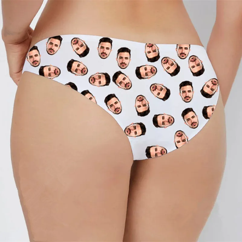 Personalised Face Men Print Photo Customized Thong Panties With Your Words Printed Sexy Fun Funny Panties Lingerie Wife Gift