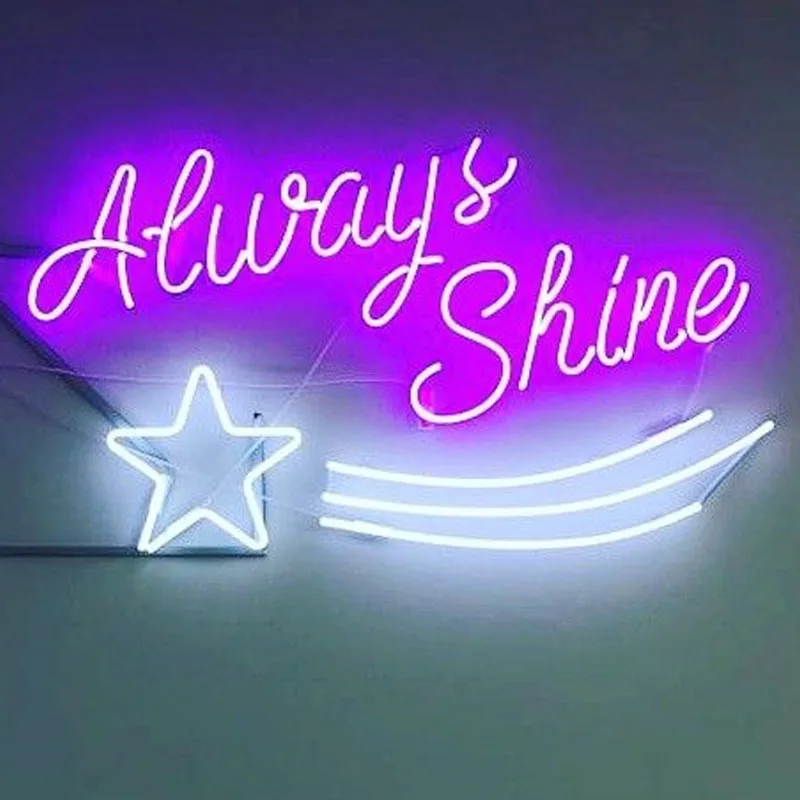 Neon Signs 10kv Always Shine with Star Neon Light Sign Open Neon Wall Signs Neon Lamp Room Decor Neon Lamp Arcade Aesthetic Room