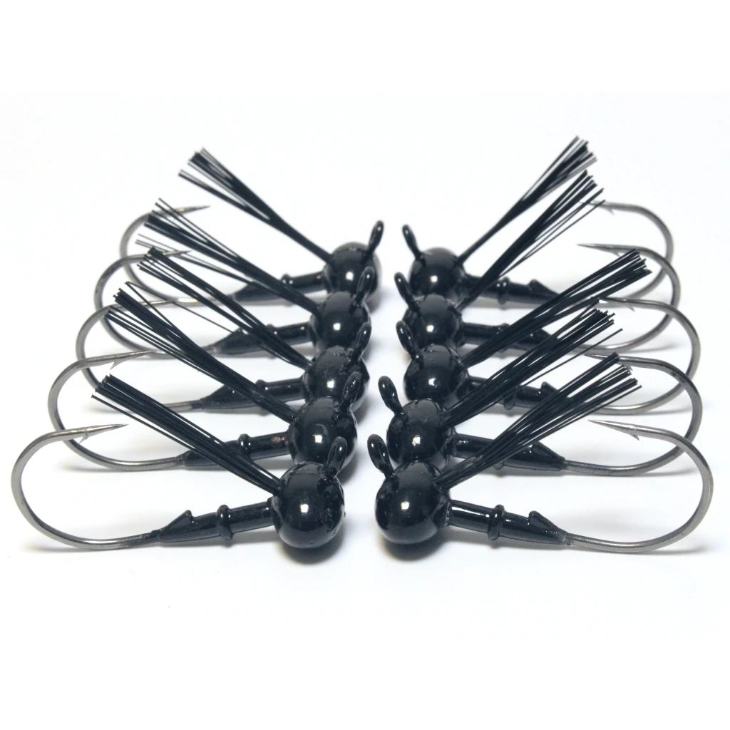 wLure 10 Per Pack Weedless Football Jighead Long Casting Weed Guard Trailer Keeper Heavy Duty and Sharp Hook JH1P10