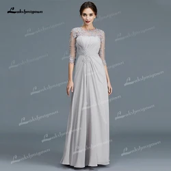 Elegante Prinzessin/Form 2022 Mutter Der Braut Kleider Oansatz Zurück in U Chiffon Boden-Länge Spitze A-Line vestidos de noite