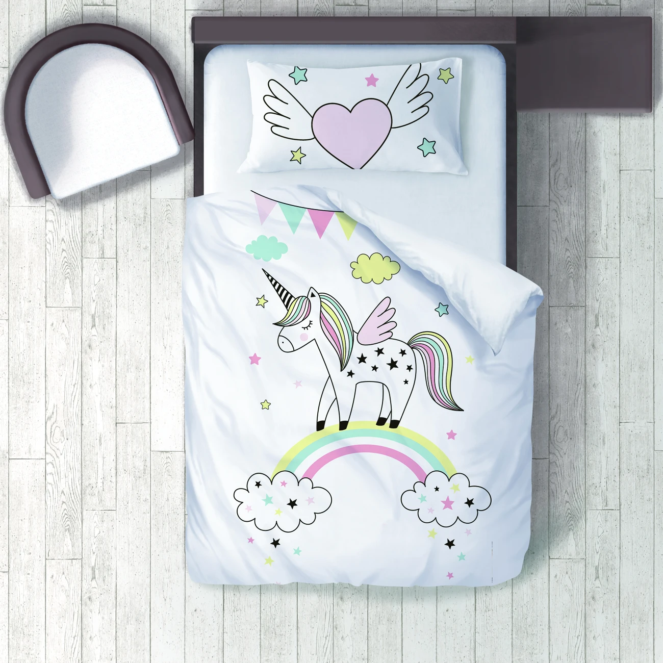 

Duvet Cover Set Bedding Set Pillow Case for Baby and Kids Room 3D Printed Sweet Ice Cream Unicorn Rainbow Diamonds model 101