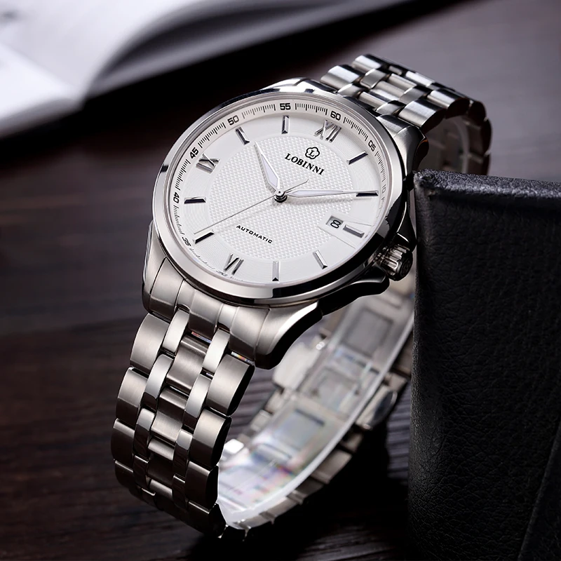 LOBINNI Top Brand Luxury Business Stainless Steel Men Watches Waterproof MIYOTA Auto Mechanical Skeleton Watches Cool Design