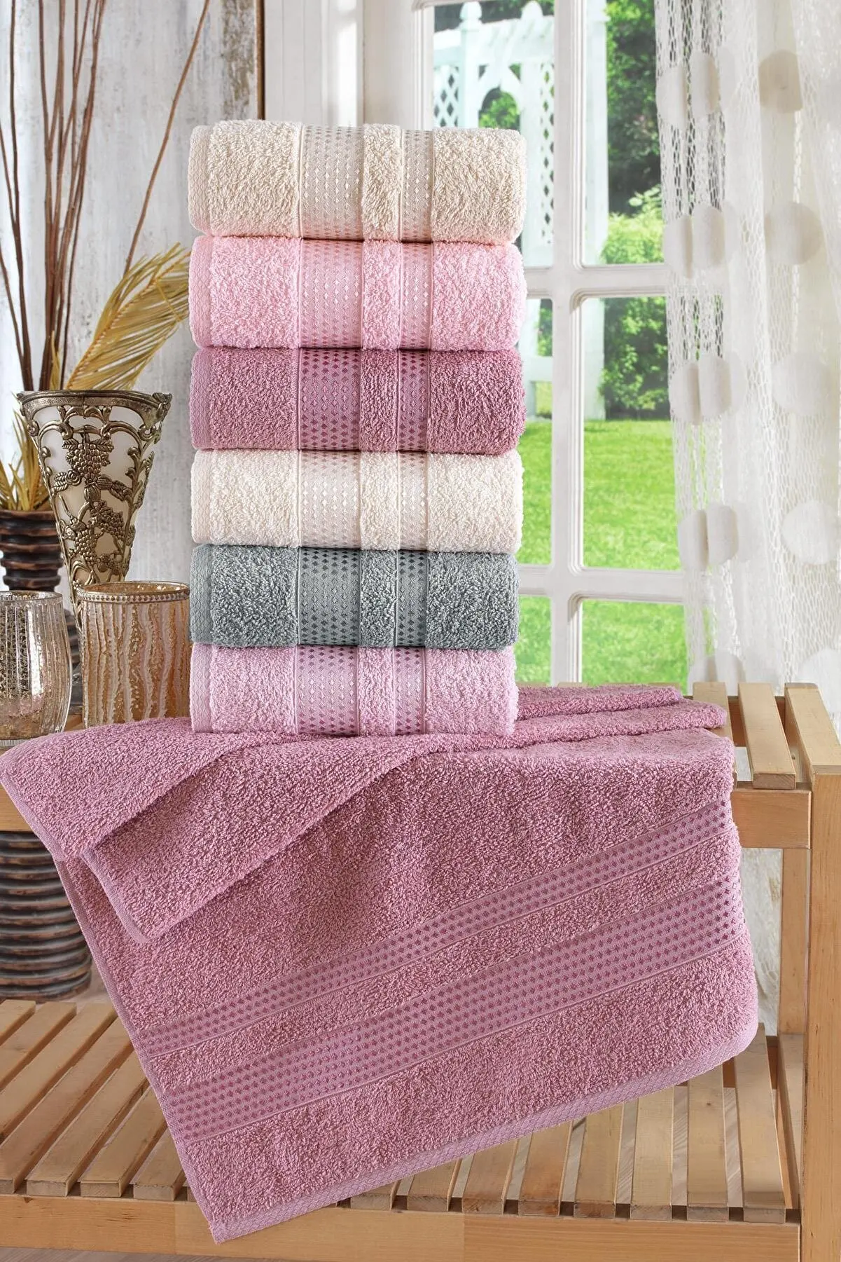 

100% Cotton Hand and Face Towel Set (6 Pieces), Luxury Turkish High Quality ,Super Soft, Great Absorbent, Pastel Colors(50x90cm)