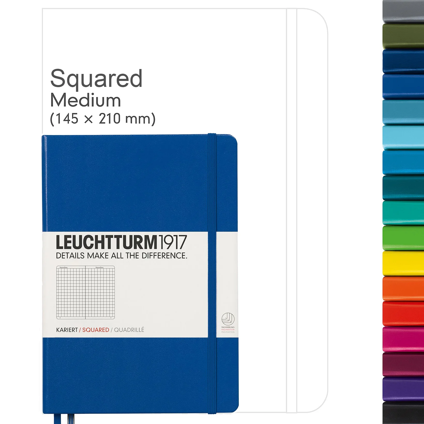 Leuchtturm1917 Notepad Medium (A5), Hard Cover, 251 Numbered Pages - Squared