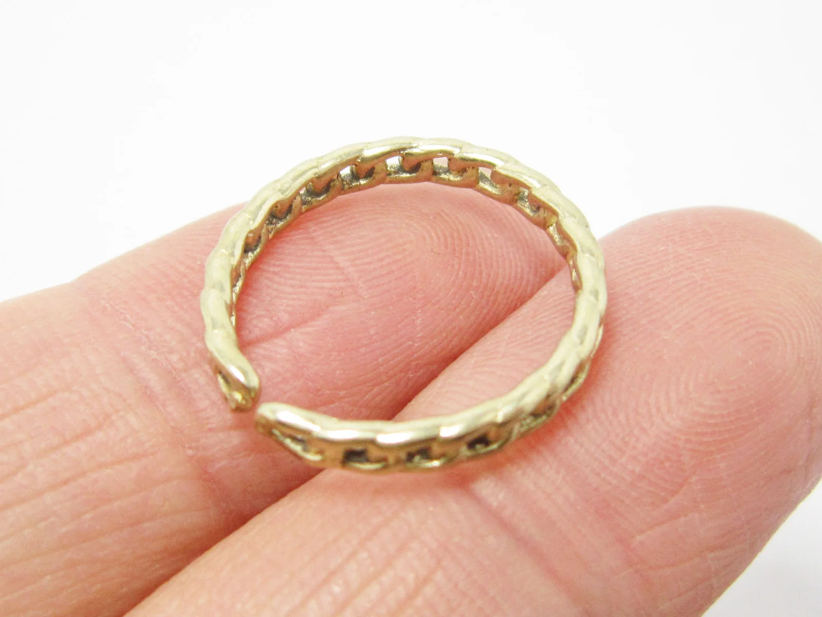 2pcs Brass finger rings Chain style 25x24x8mm Adjustable Statement Brass rings men women -R1206