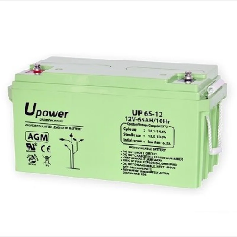 U-Power UP65-12 12V 65Ah lead acid rechargeable battery for small boats, wheelchair, elevators, alarms, UPS/UPS