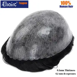 Human Male Hair Prosthesis 0.1mm Injection Skin Wigs for Men 6” Men's Wig 100% Human Hair Men Toupee Soft Prosthesis For Men