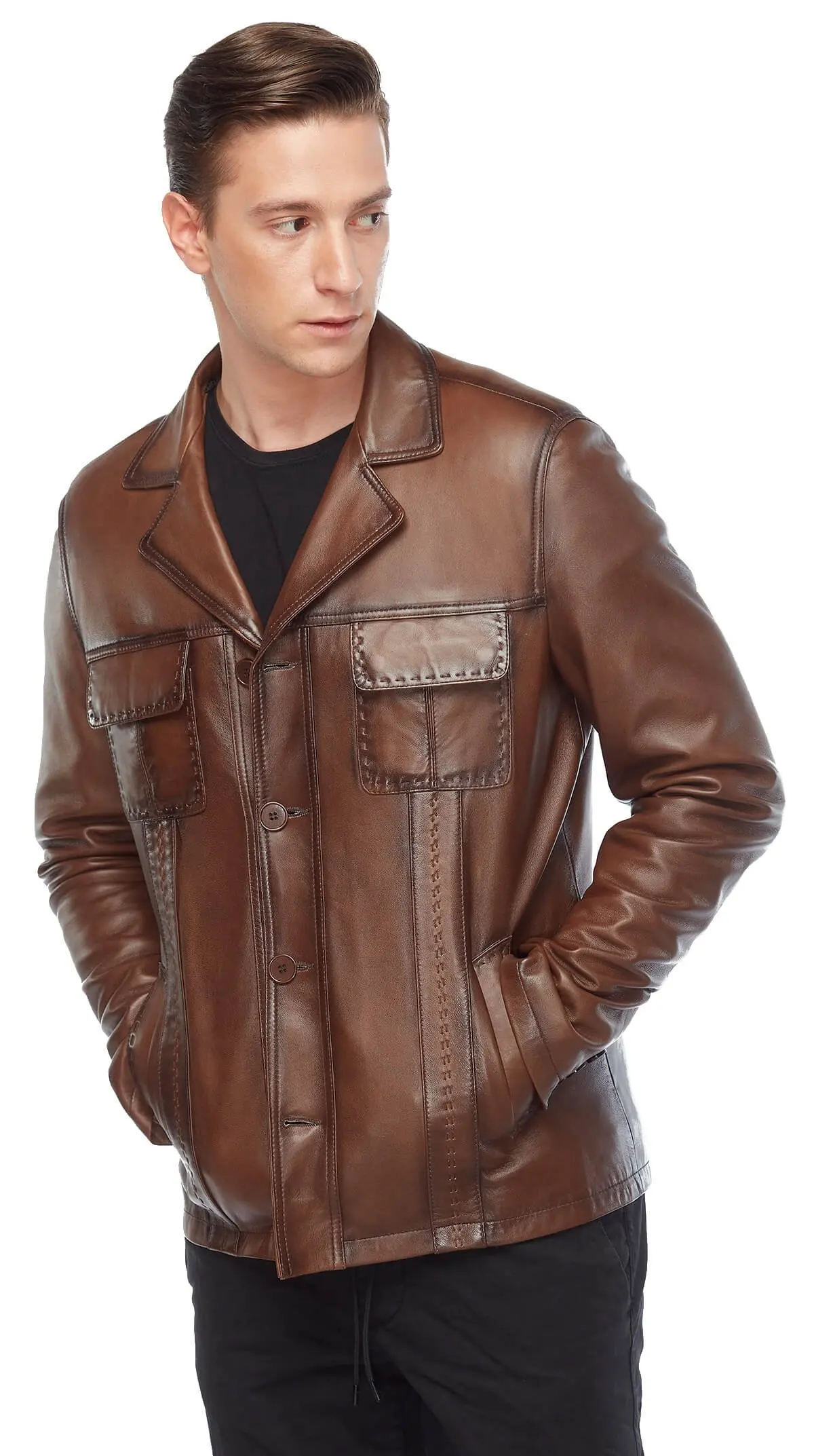 Shark Puntolu maschio pelle cappotti Tan Orjinal Lambskin autunno inverno 2022 Biker Slim Large Size VintageTürkiye