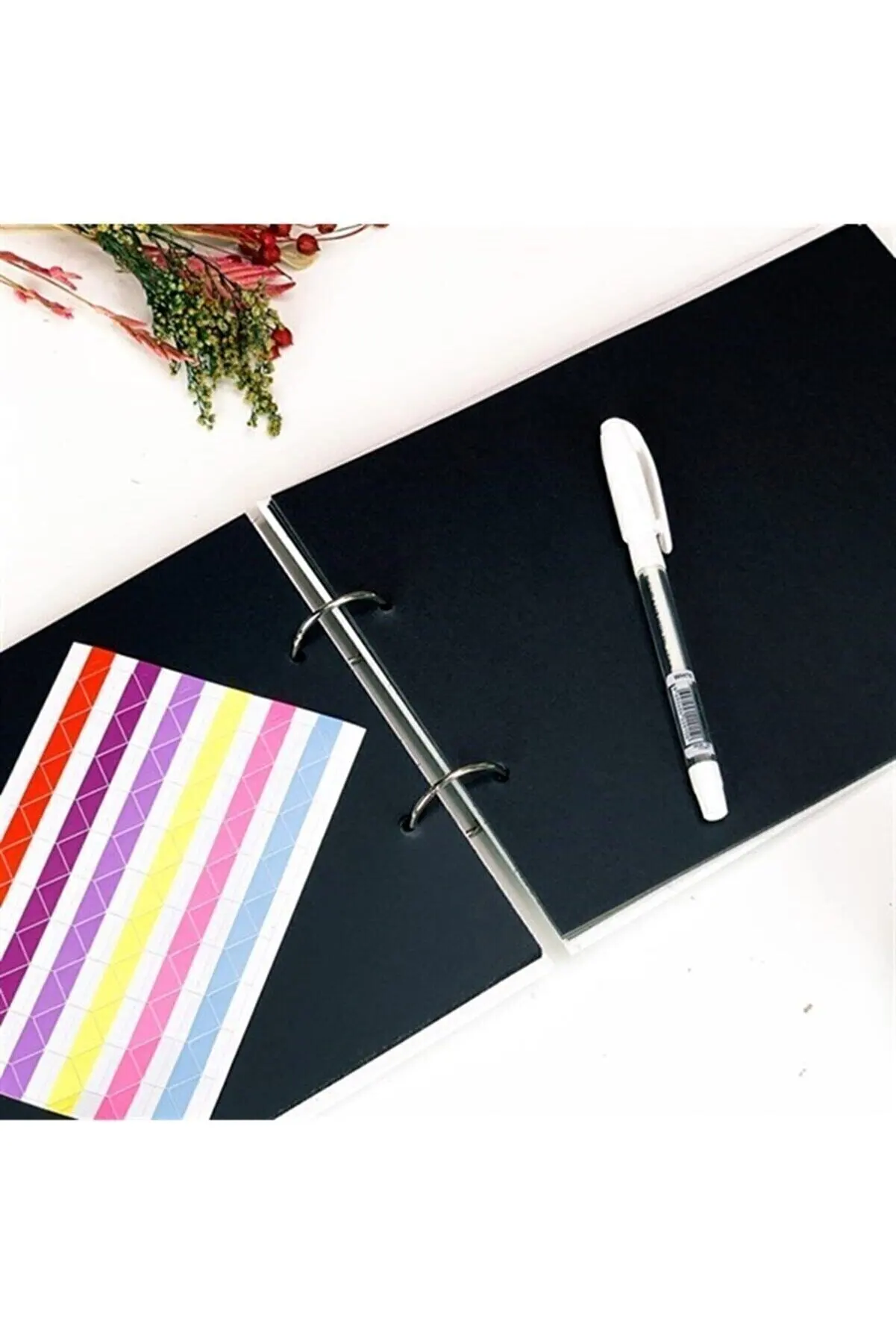 Black Leaf Notebook with Cover Photo Album Souvenir White Pen Gift Items 16x23 Cm Size Travel Notebook Baby Dogom Day Album