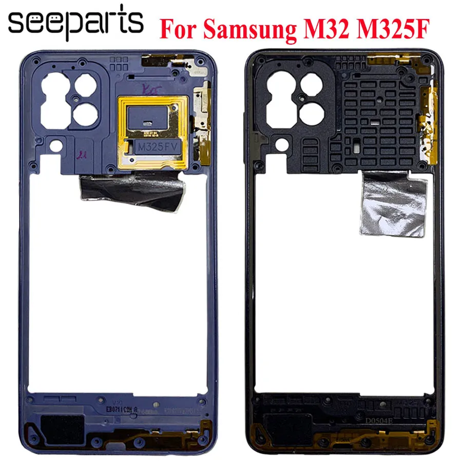 For Samsung Galaxy M32 Middle Frame Plate Housing Bezel Mid Faceplate Bezel Frame Replacement Parts For SM M325FV M325F M325F/DS