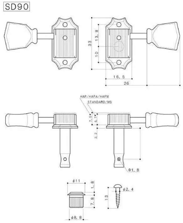 Gotoh SD90 Standard Guitar Tuners 3L/3R