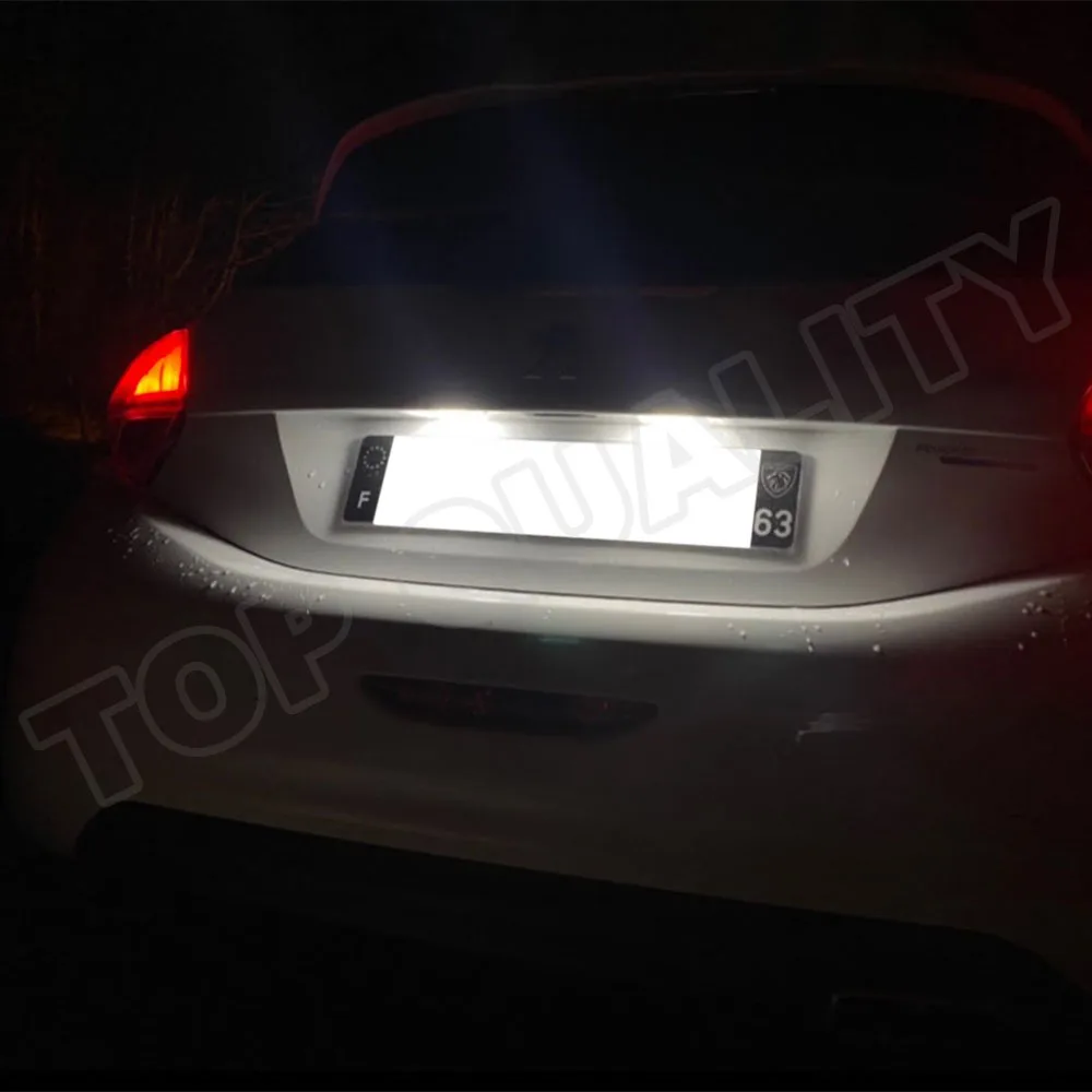 Error Free LED Rear Number License Plate Light Lamps For Peugeot 308 II 2 MK2 3008 II 208 2008 207 CC Bright White Lamp