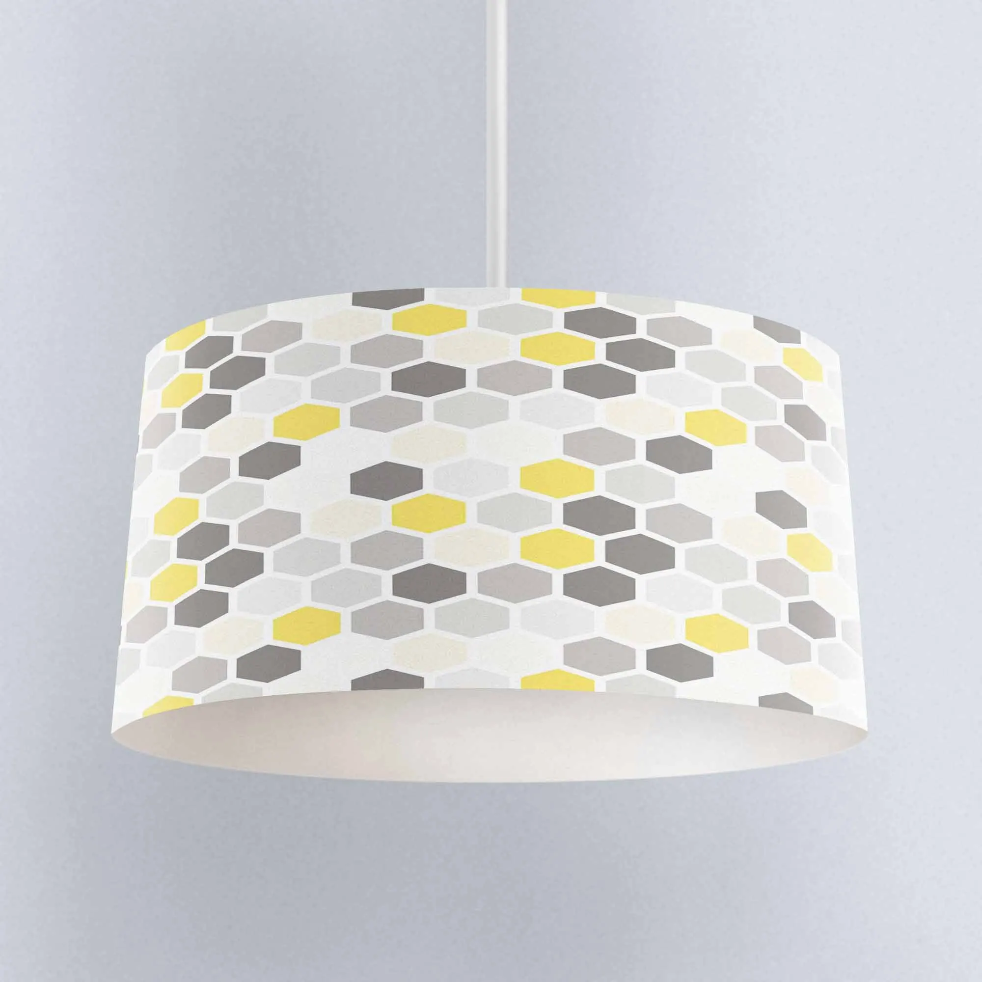 

Else Yellow Gray White Tiles Geometric Digital Printed Fabric Chandelier Lamp Drum Lampshade Floor Ceiling Pendant Light Shade