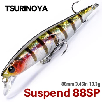 TSURINOYA 88mm 10.3g 88SP Suspending Minnow DW76 Long Casting Fishing Lure Pike Bass Jerkbait Tackle Artificial Hard Lure
