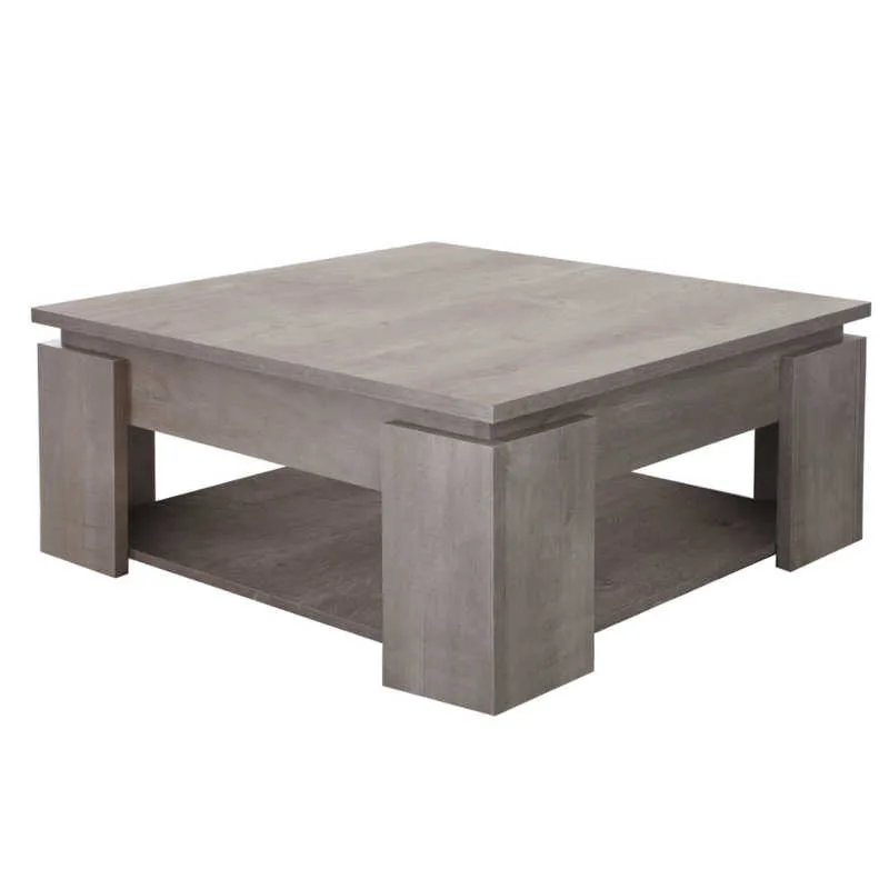 Square coffee table for living room and dining room in Champagne Oak 36x80x80 cm