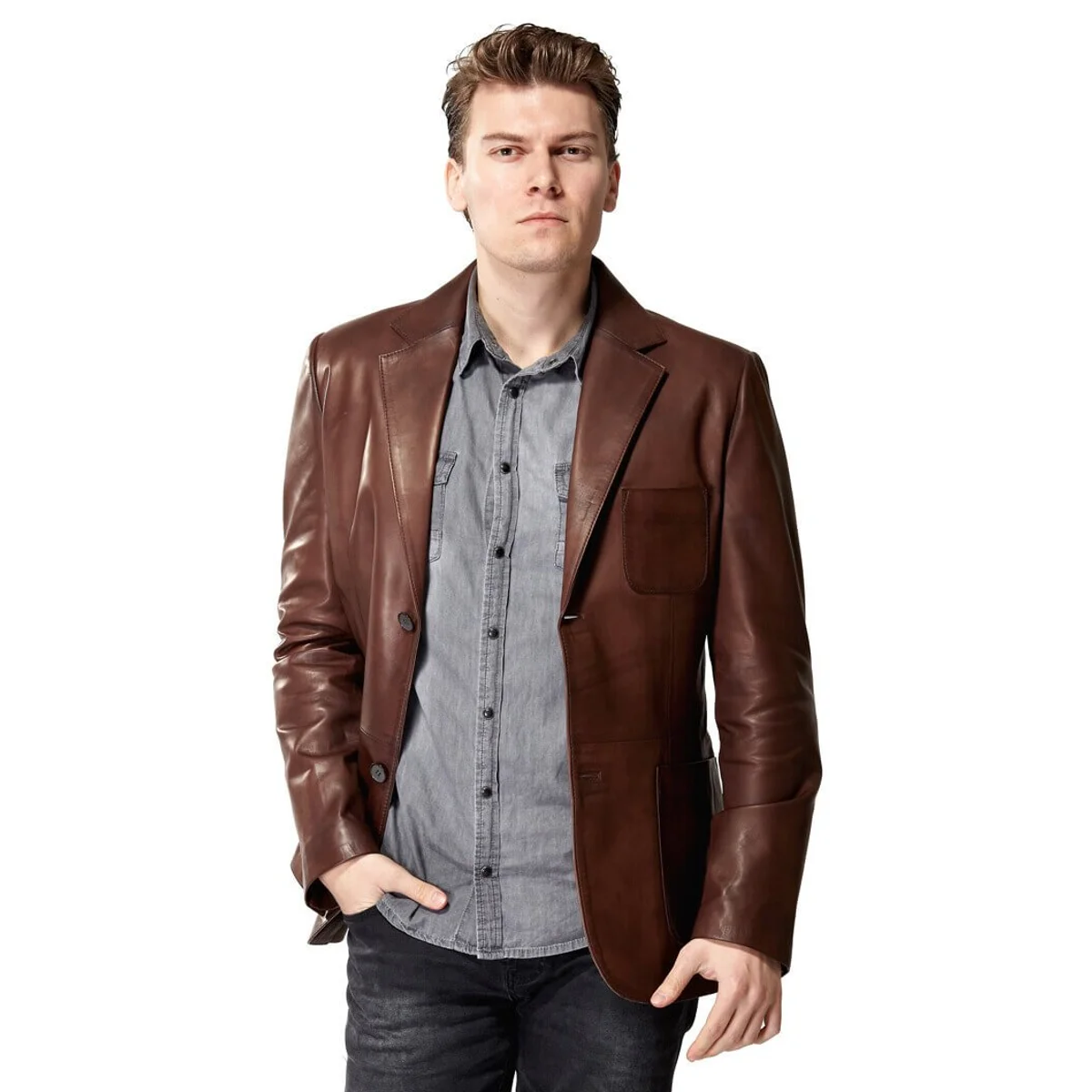 Morazzi Blazer giacca in pelle da caffè originale pelle di agnello autunno inverno 2022 Biker Slim Large Size muslimah